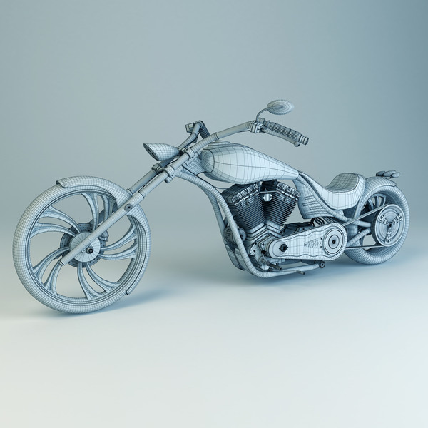 custom chopper 3d max - Custom Chopper by platinum3dmodels